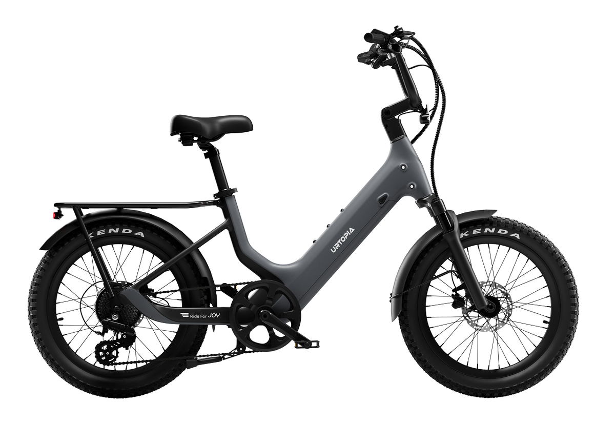 Urtopia Carbon Joy high handlebar electric bike in Charcoal Grey, side profile