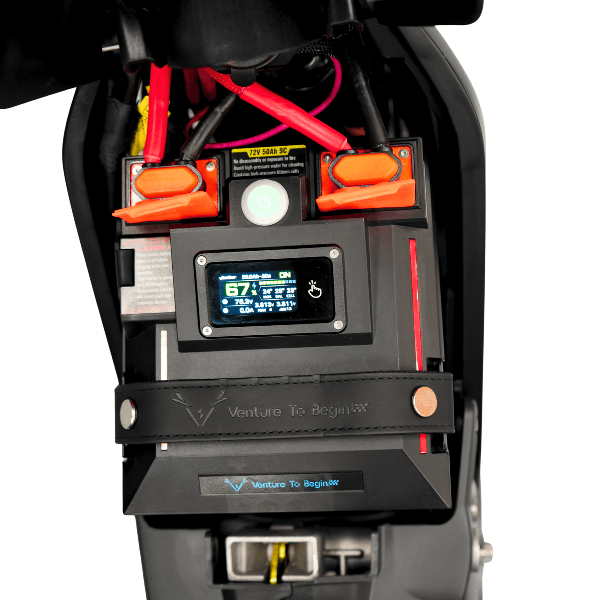 Ventus V1+ EVO electric dirt bike, battery pack and display detail