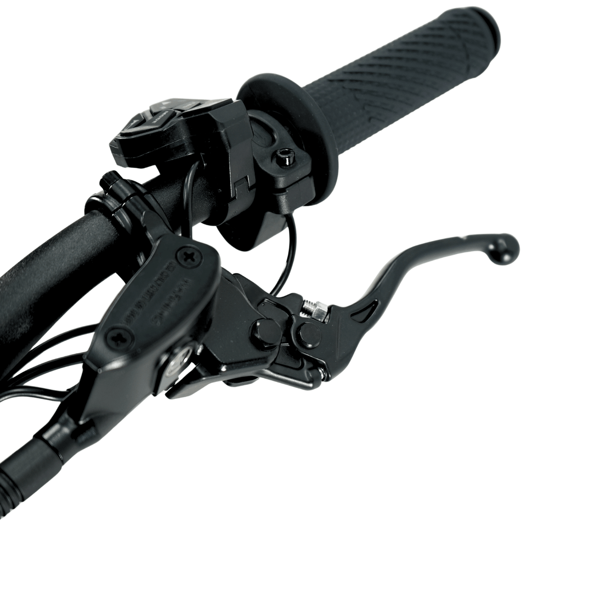 Ventus V1+ EVO electric dirt bike, throttle and brake lever detail