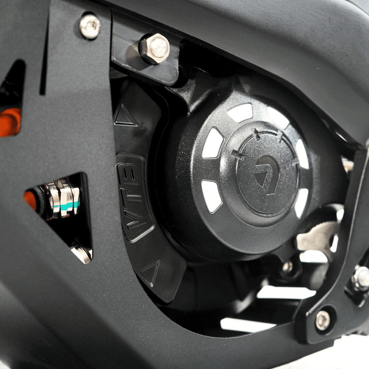 Ventus V1+ EVO electric dirt bike, motor housing close-up