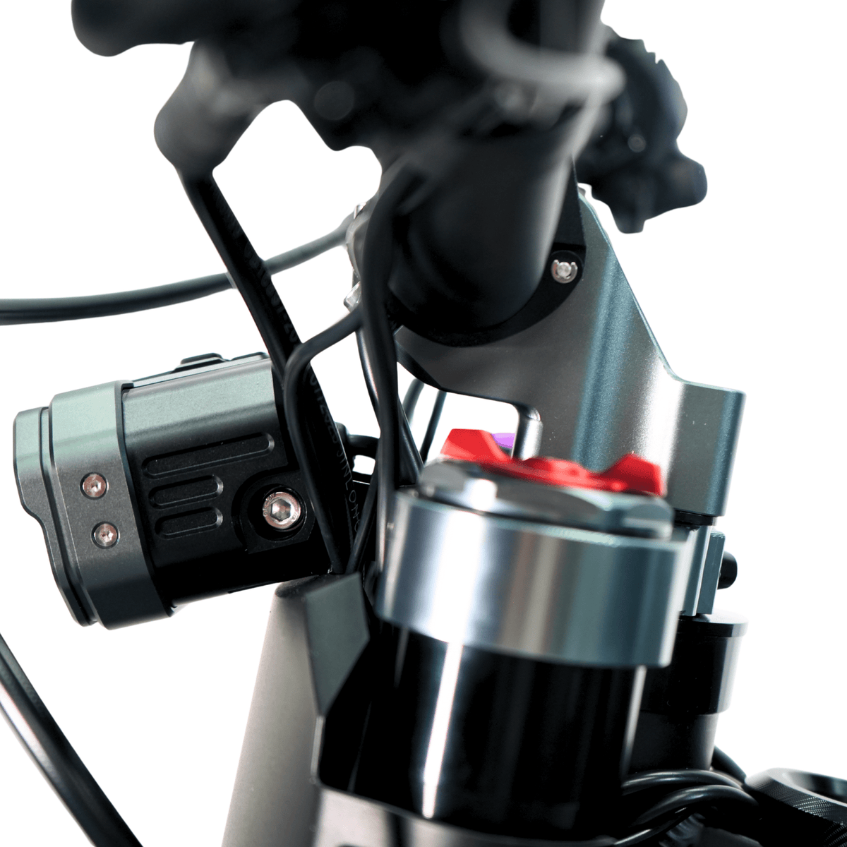 Ventus V1+ EVO electric dirt bike, steering stem detail
