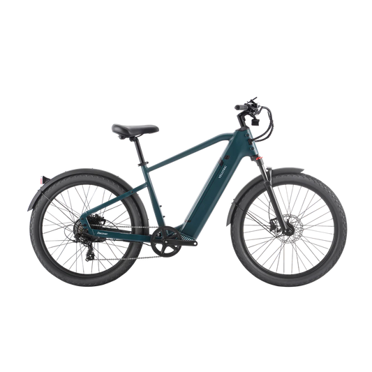 The Velotric - Nomad 1 - High Step - Forest electric bike is shown against a black background.
