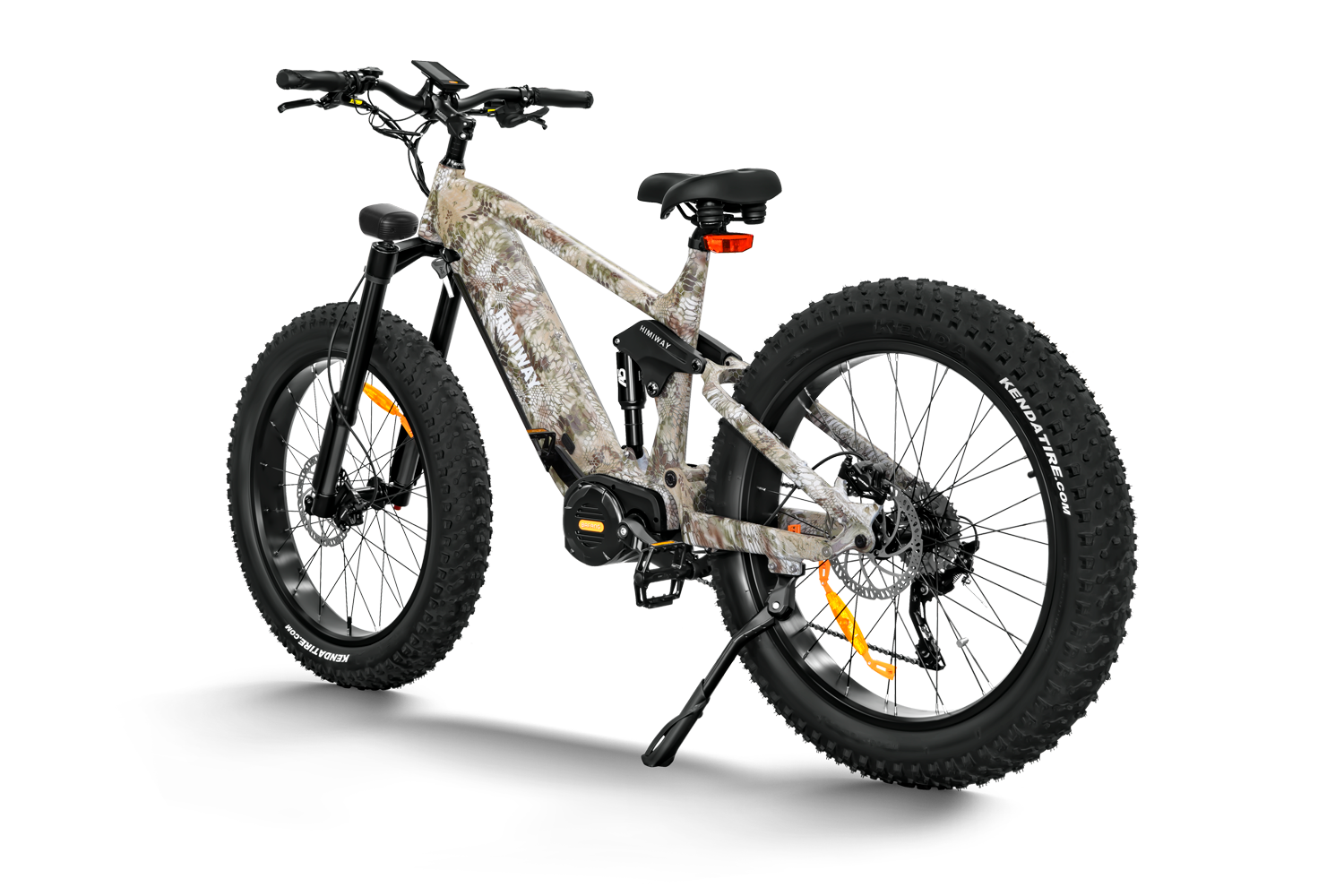 The Himiway Forest Cobra electric bike features a camouflage design and a Bafang mid-drive motor, making it perfect for off-road enthusiasts.