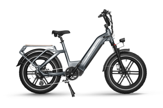 The powerful Himiway Big Dog Grey electric bike is shown in front of a white background.