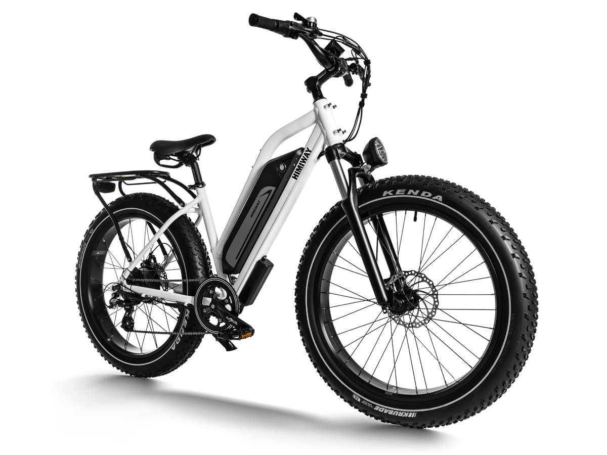 An Himiway electric bike with black and white colors on a white background.