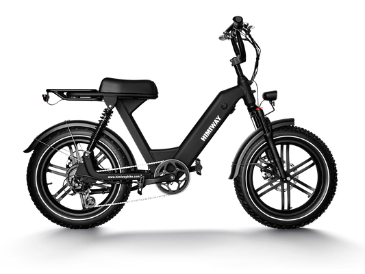 A Himiway Escape Pro eBike for urban commutes on a black background becomes a Himiway - Escape Pro - Black eBike for urban commutes.