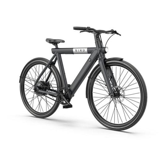 An Bird Bike - A Frame - Stealth Black is displayed against a white background, showcasing its premium performance.