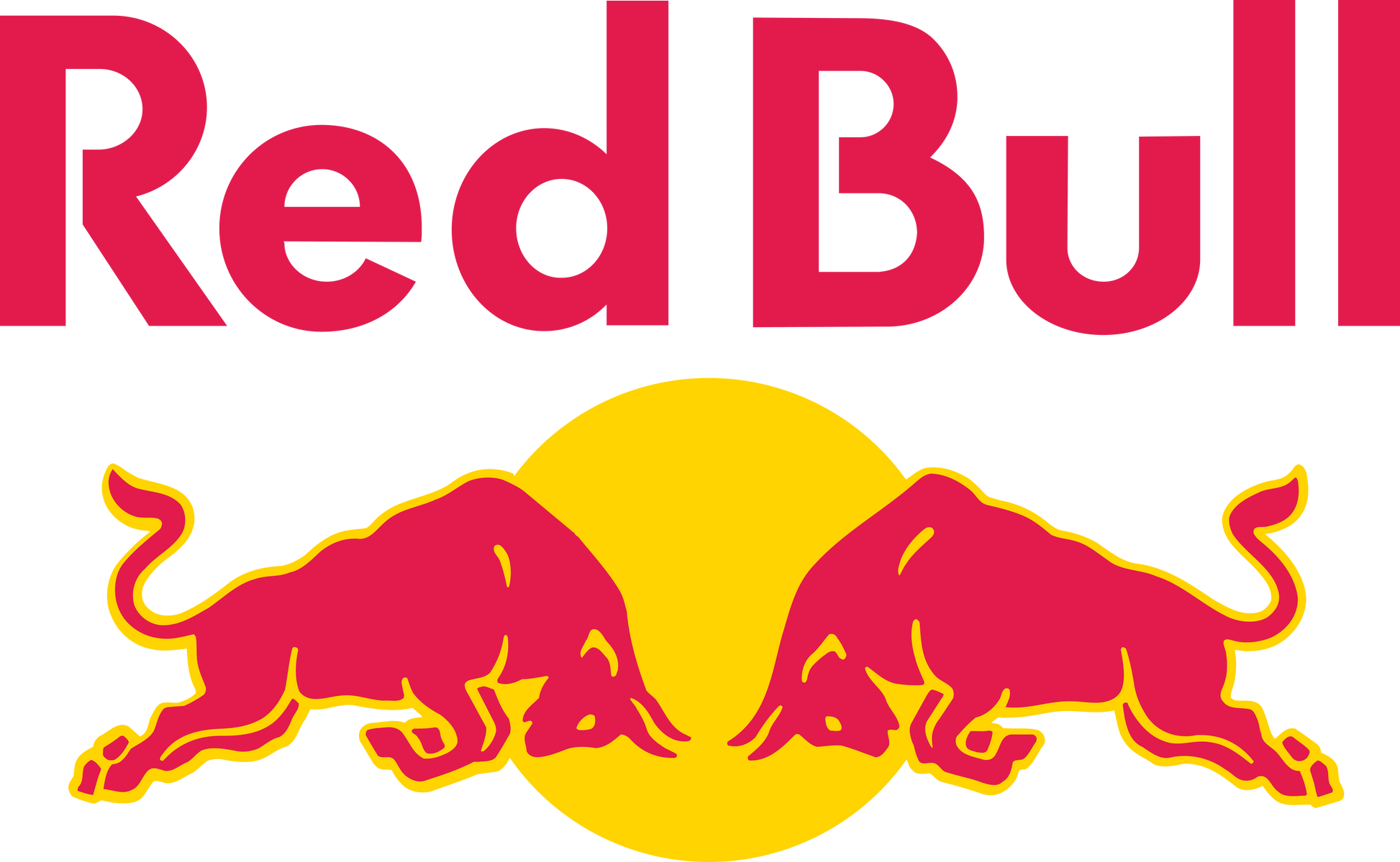 The Red Bull logo on a black background.