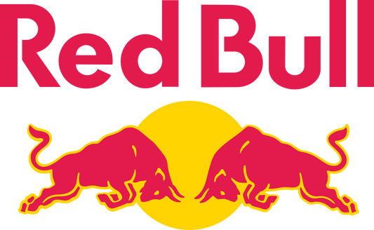 The Red Bull logo on a black background.