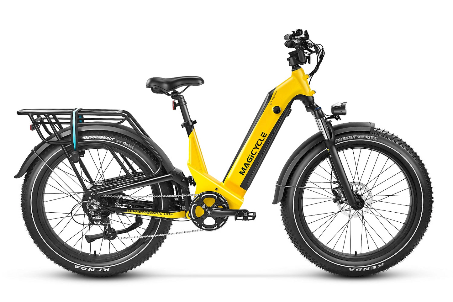 A yellow Magicycle - Deer electric bike on a white background, showcased by Tampa Bay eBikes.